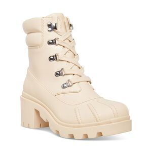 MADDEN GIRL Womens Ivory Lug Sole Bubbles Round Toe Block Heel Duck Boots 9.5 M